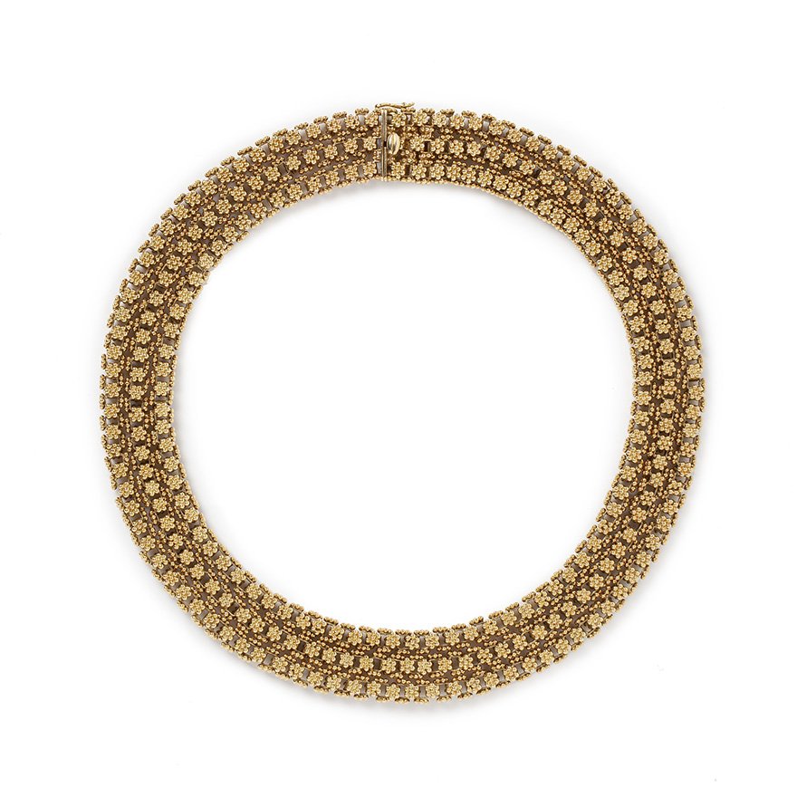 bulgari 3 row necklace yellow gold 1970s