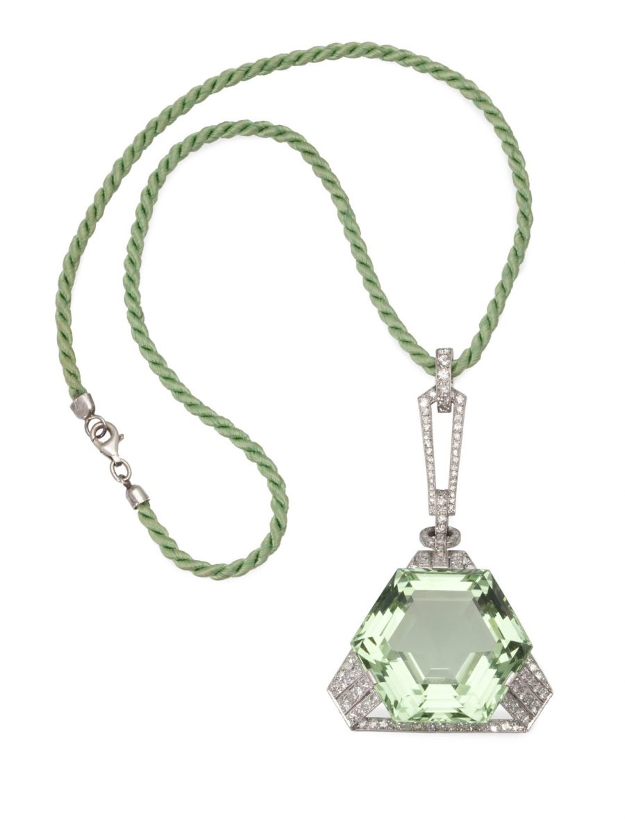 art deco pendant green beryl 1920s