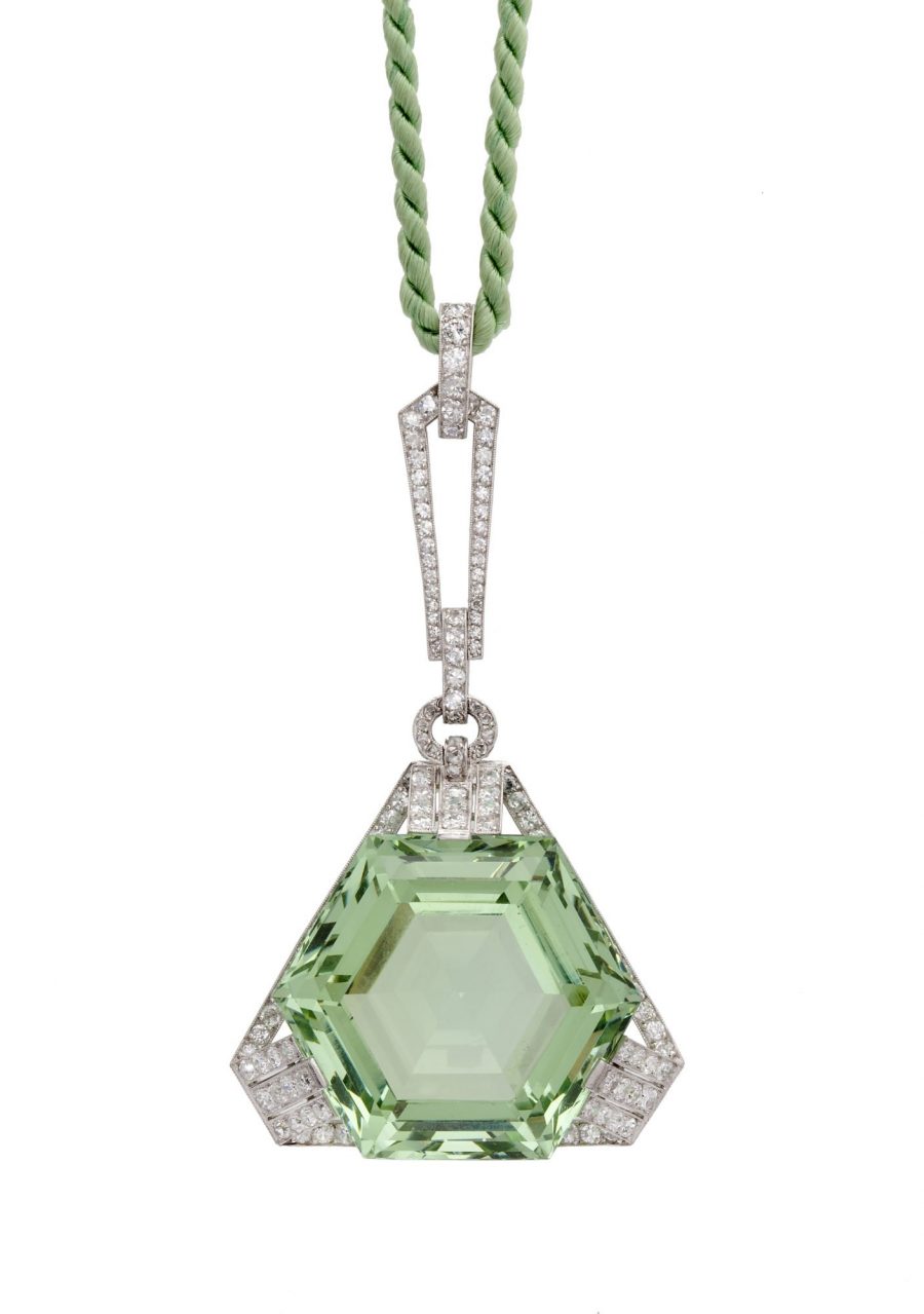 art deco pendant green beryl 1920s