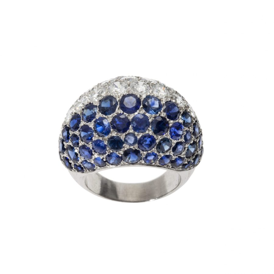 cartier bombé diamond and sapphire ring