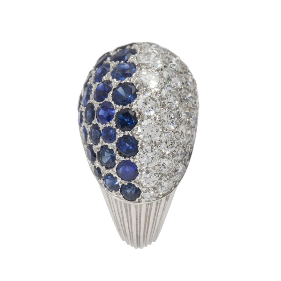 cartier bombé diamond and sapphire ring