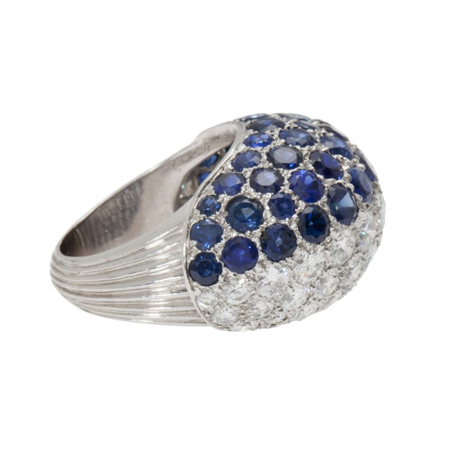 cartier bombé diamond and sapphire ring