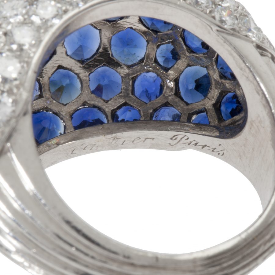 cartier bombé diamond and sapphire ring