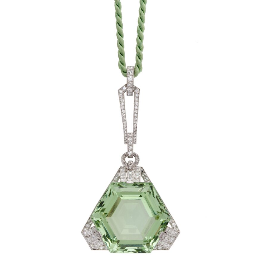 Art Deco green beryl pendant