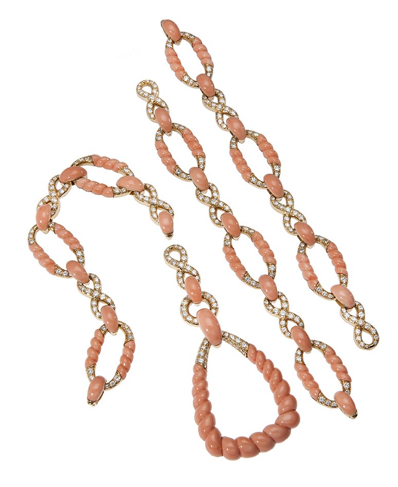 pierre brun necklace bracelet pendant coral diamond 1974