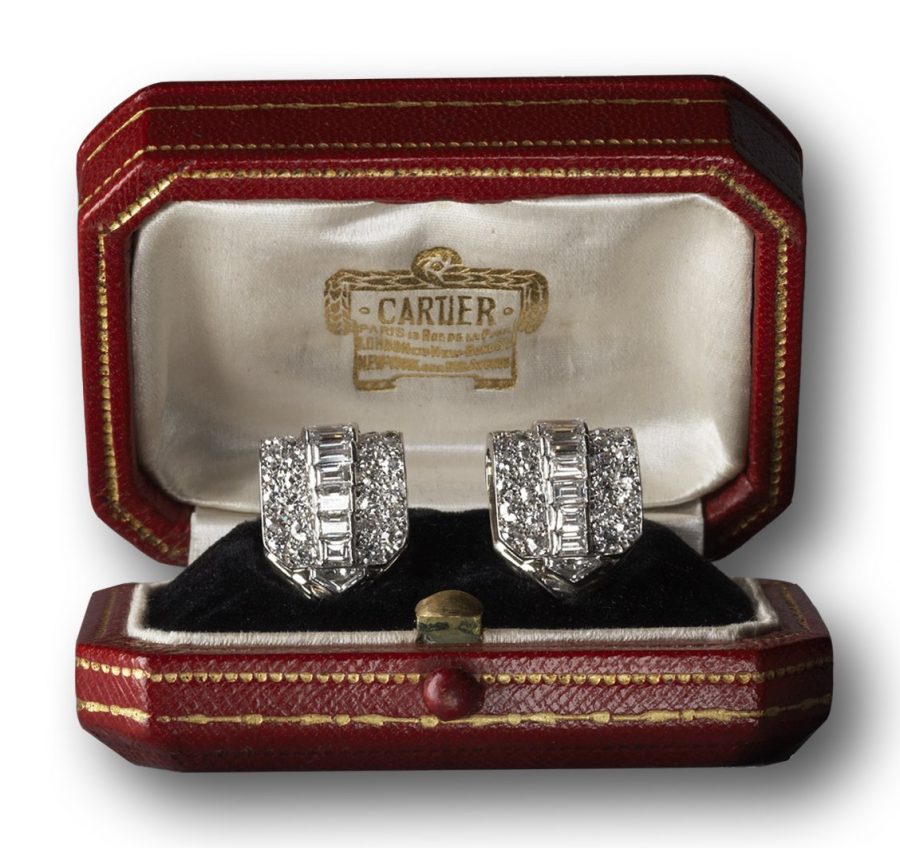 Cartier Art Deco clip diamond earrings dress clips