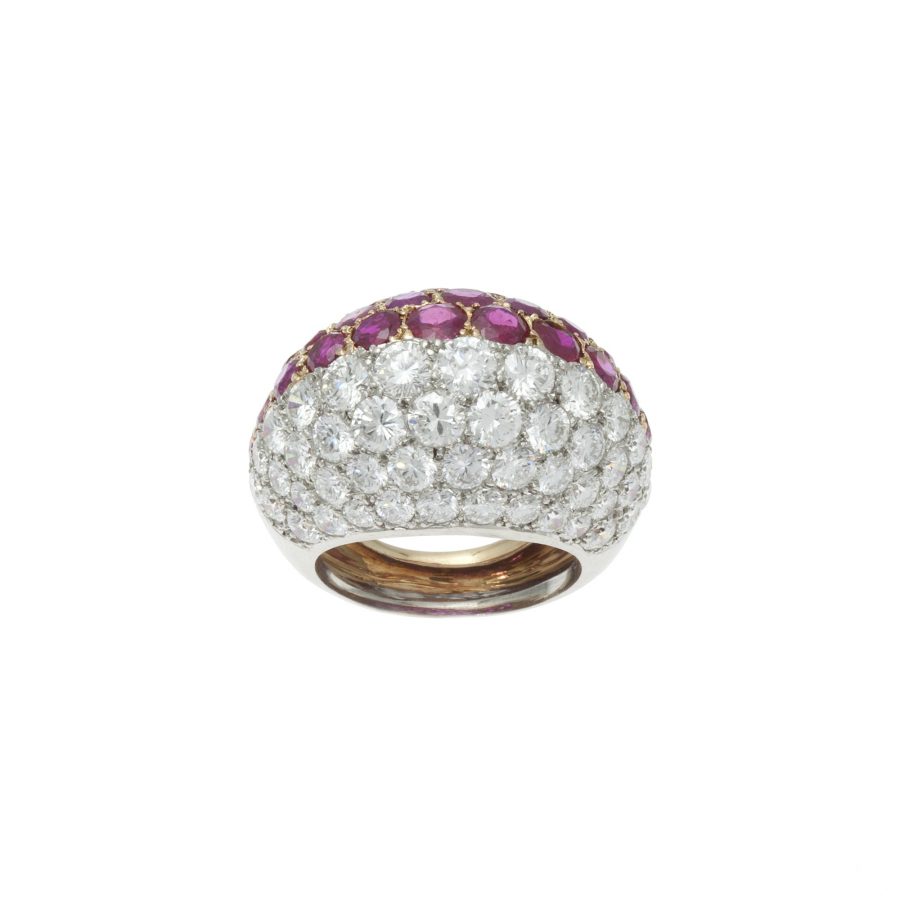 cartier diamond ruby bombé ring 1960s