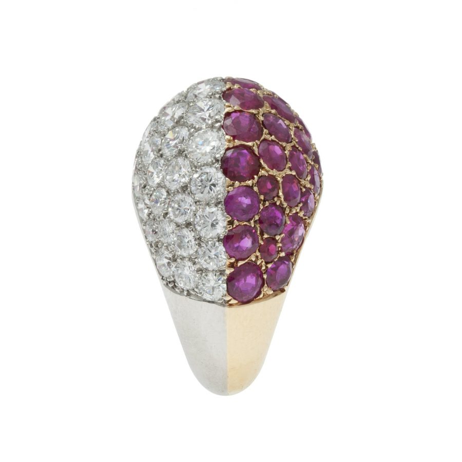 cartier diamond ruby bombé ring 1960s