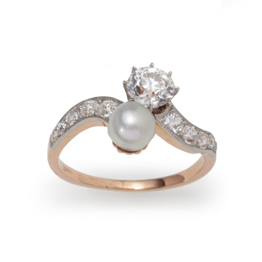 Crossover ring diamond pearl Crossover ring diamond pearl