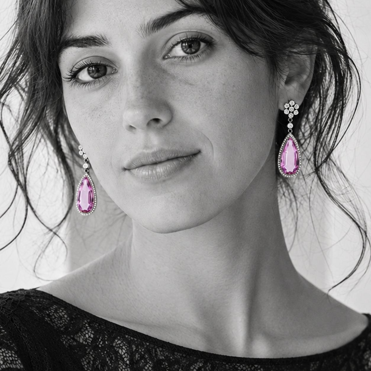 caldwell & co art deco earrings pink topaz