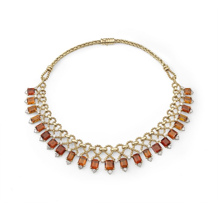 Cartier citrine and diamond necklace