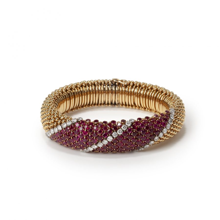 Van Cleef & Arpels 'Pelouse' bracelets diamond ruby