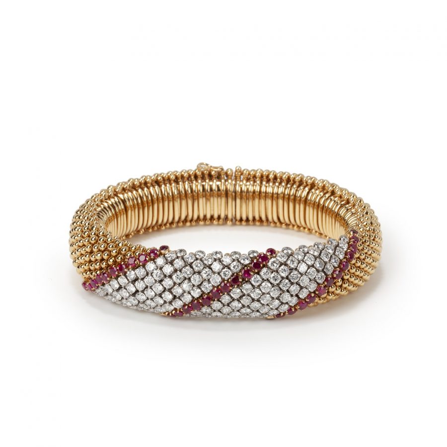 Van Cleef & Arpels 'Pelouse' bracelets diamond ruby