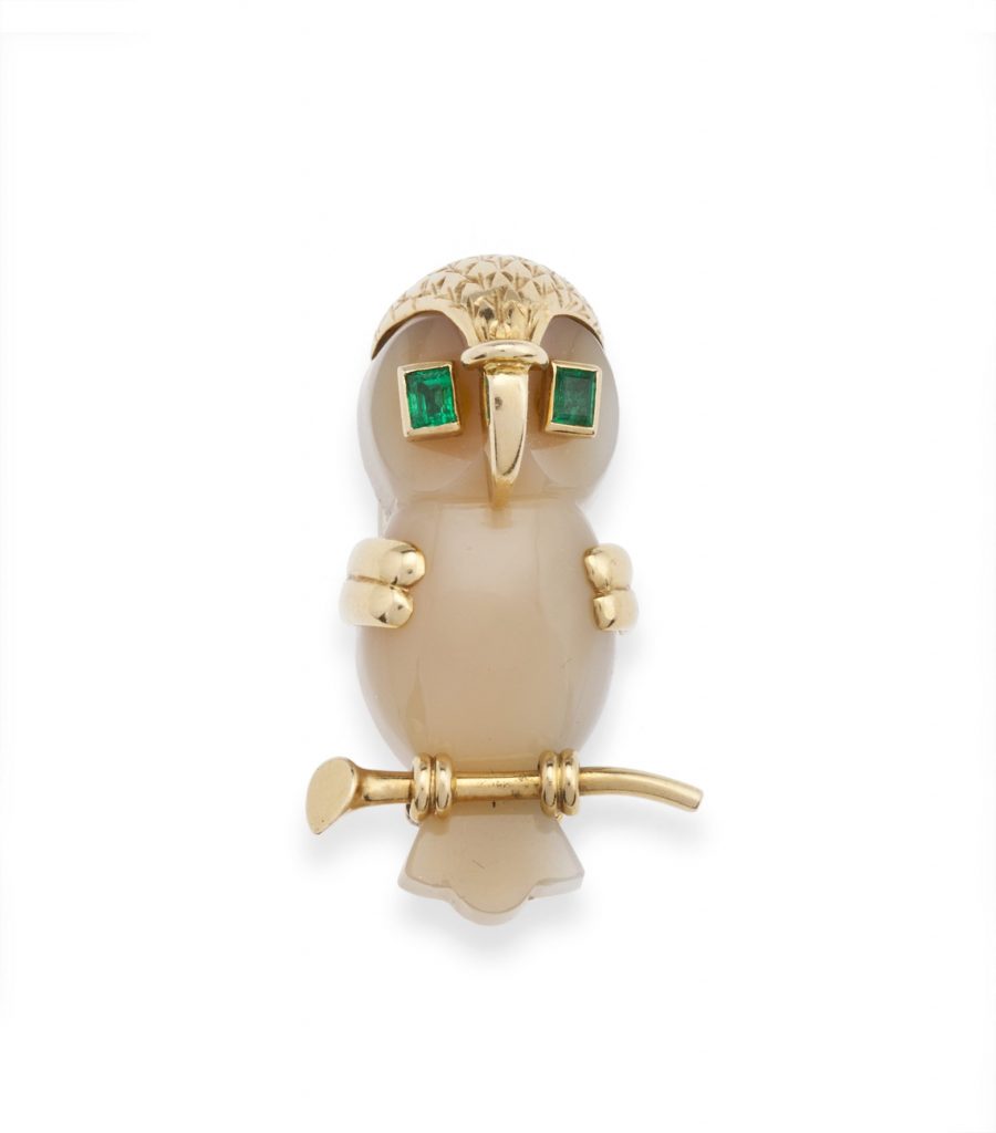 Cartier London brooch owl dated 1955