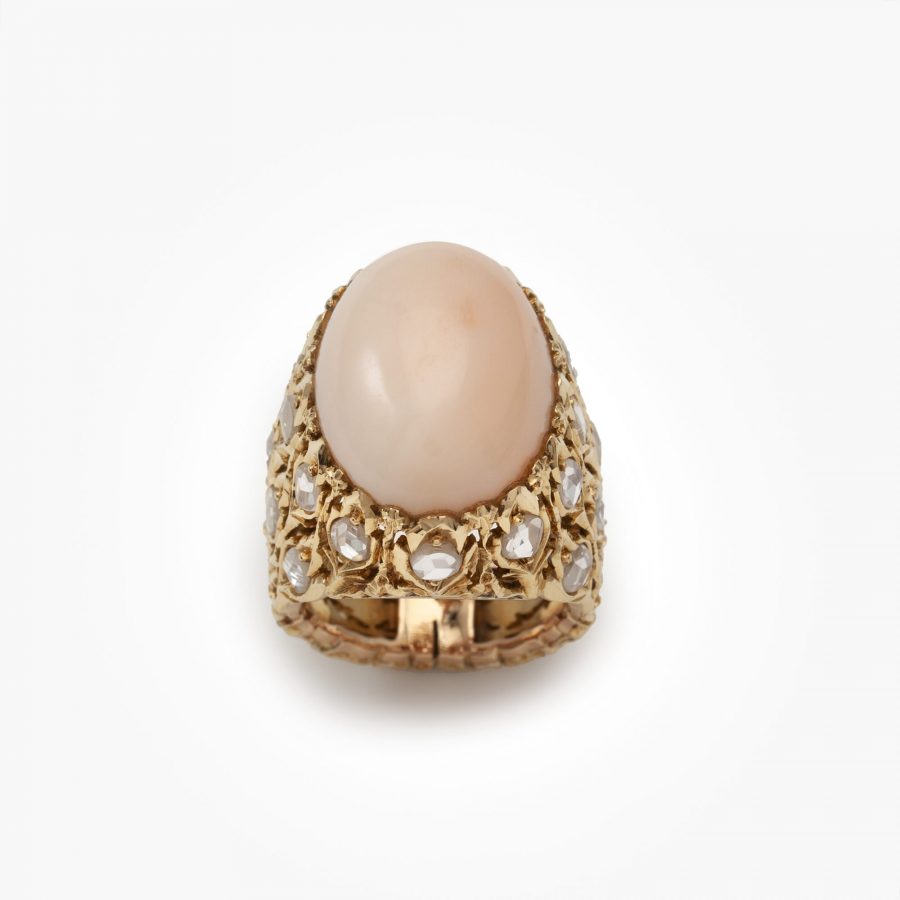 Buccellati angel skin coral and diamond ring