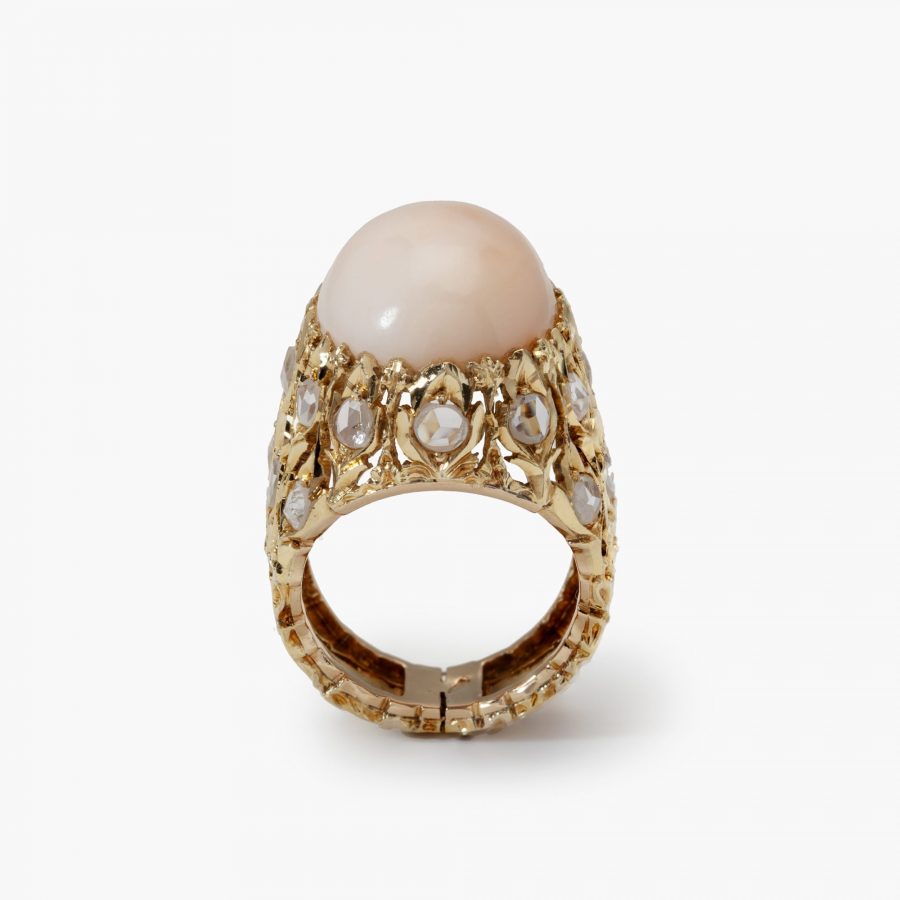 Buccellati angel skin coral and diamond ring