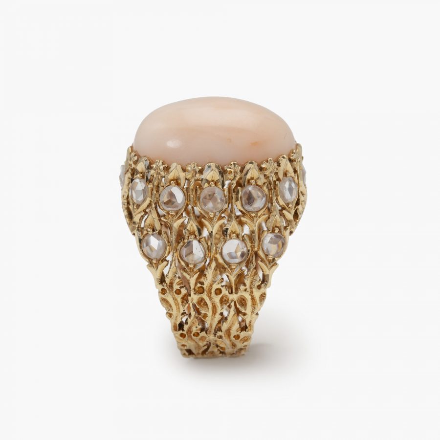 Buccellati angel skin coral and diamond ring