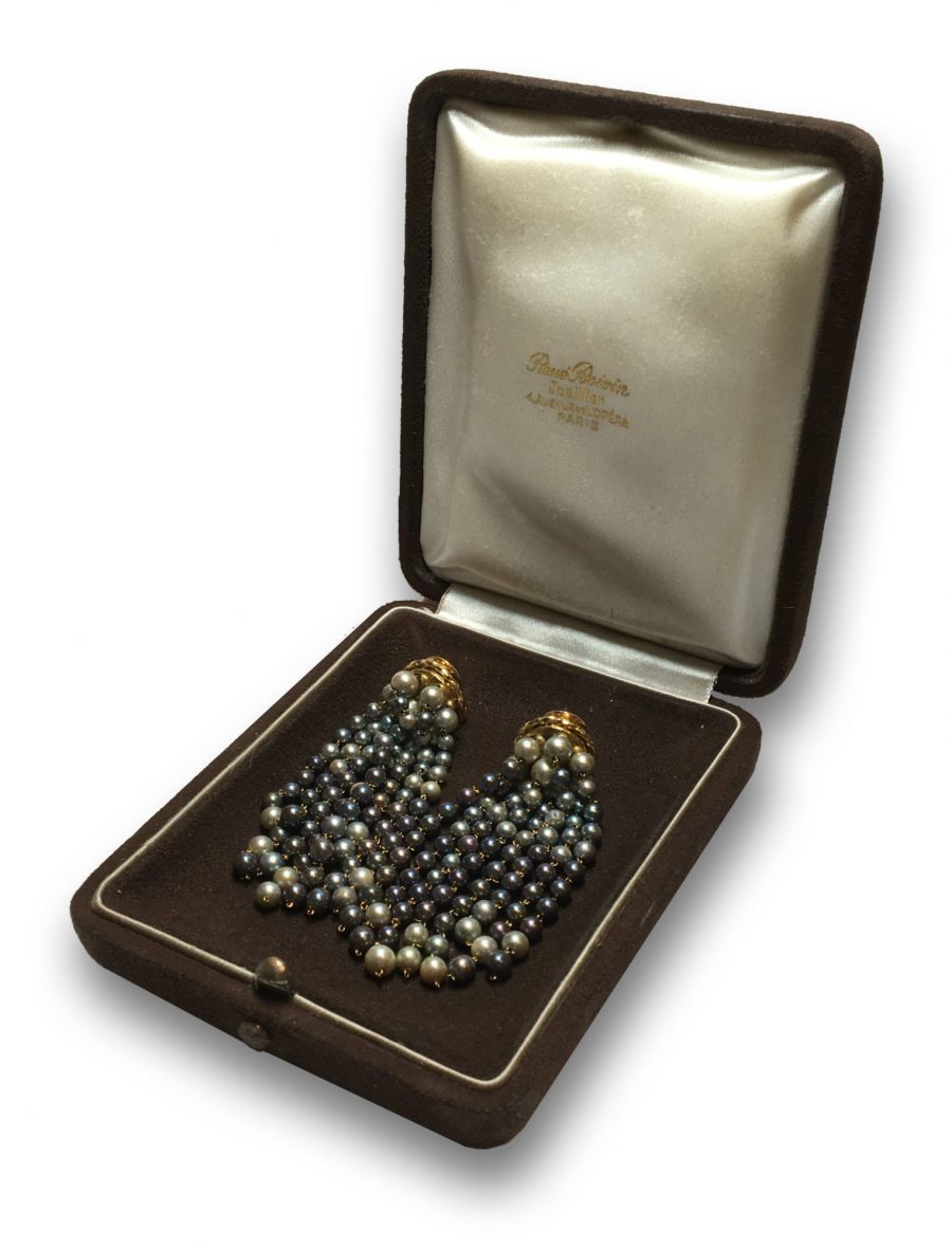 René Boivin grey pearl earrings