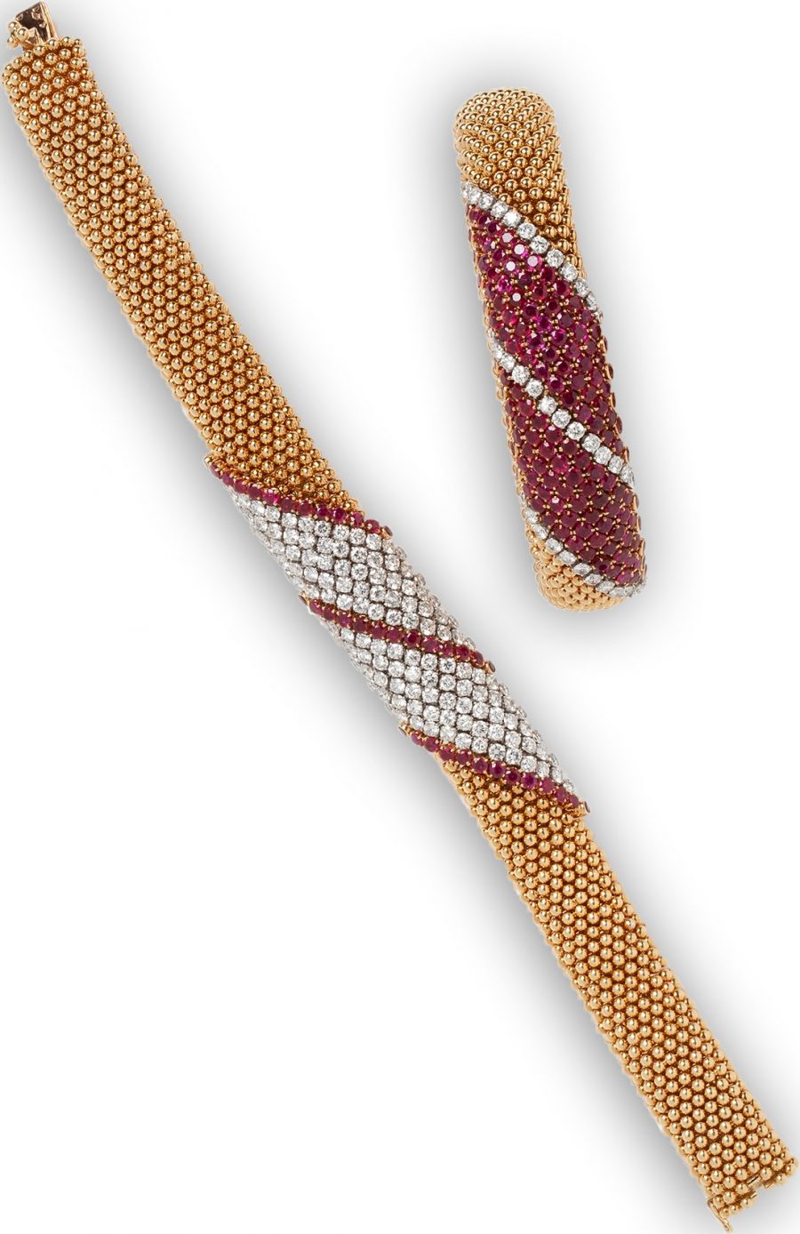 Van Cleef & Arpels 'Pelouse' bracelets diamond ruby