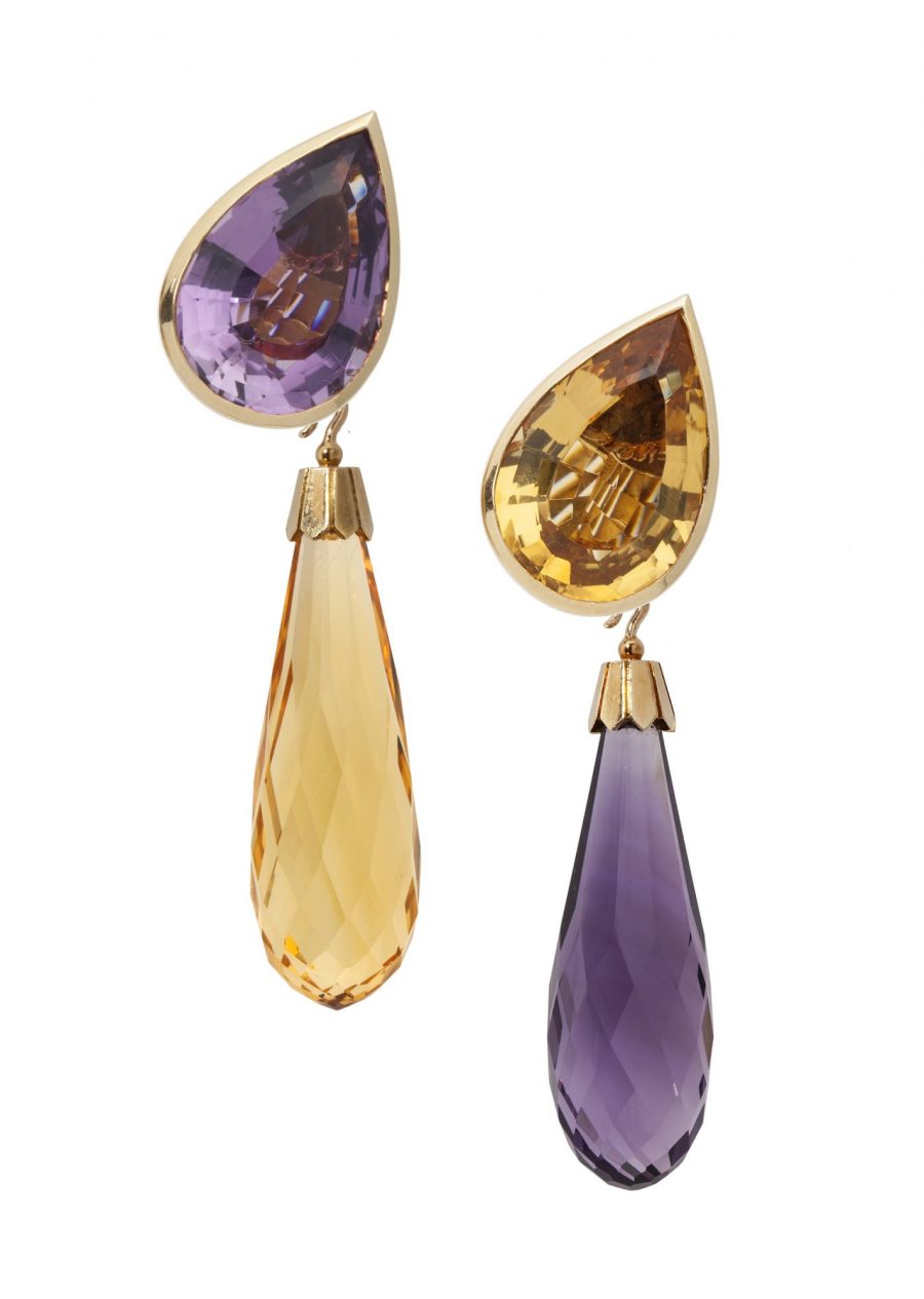 Marchak drop pendant earrings amethist citrine