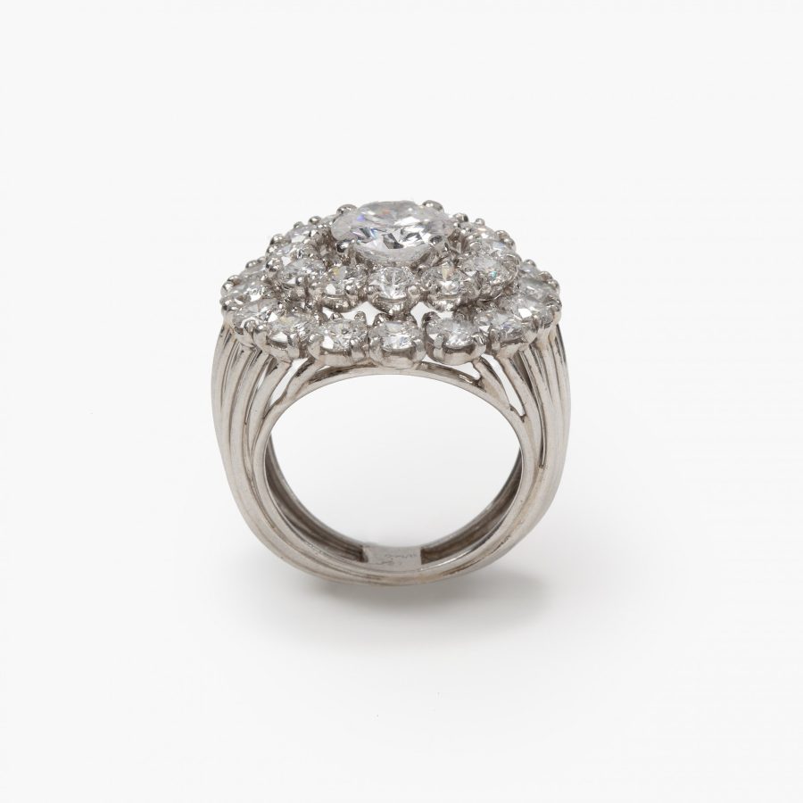 Cartier platinum diamond set double halo ring Paris 1956