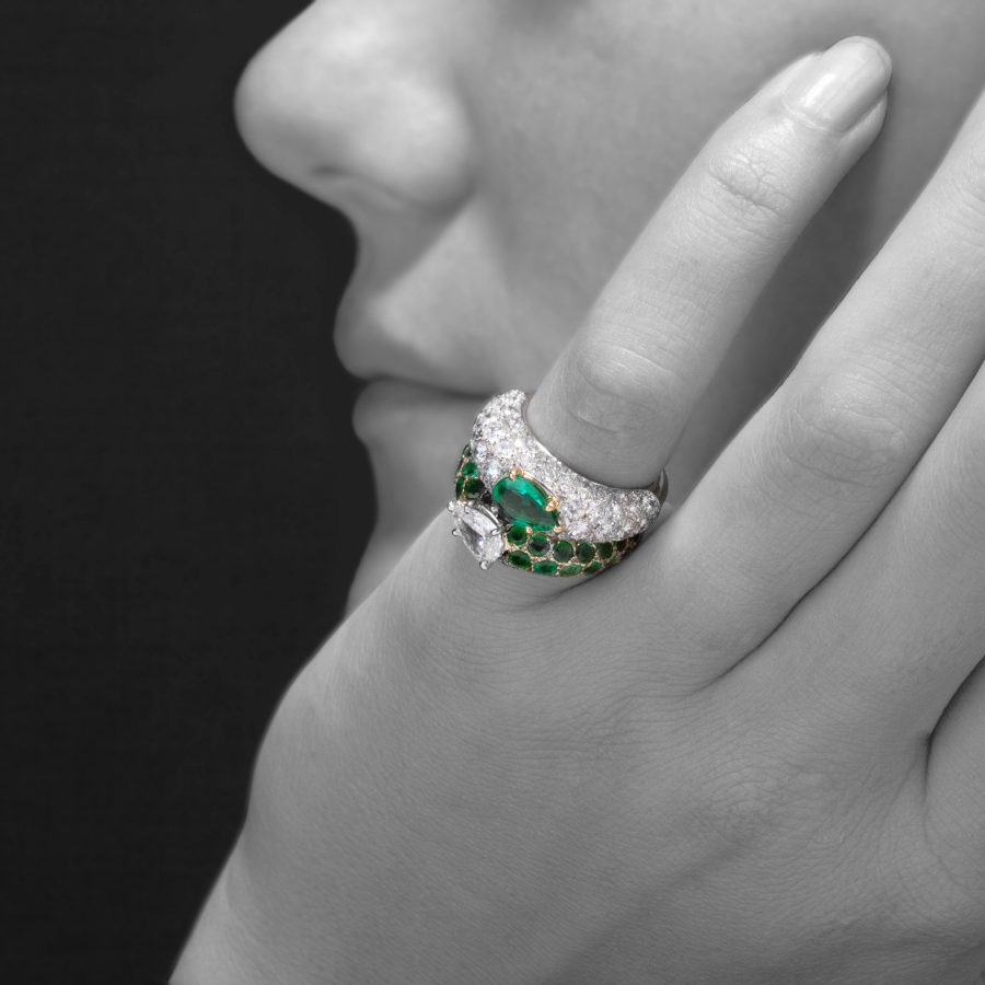 Cartier toi et moi ring diamond emerald Paris 1950s