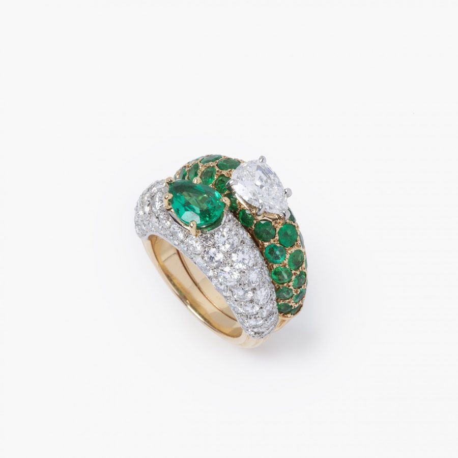 Cartier toi et moi ring diamond emerald Paris 1950s