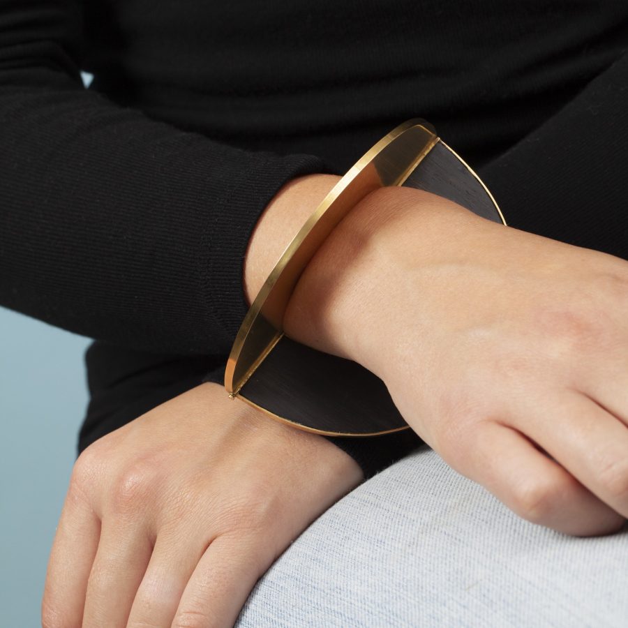 Giampaolo Babetto gold and wood design bracelet made in 1977