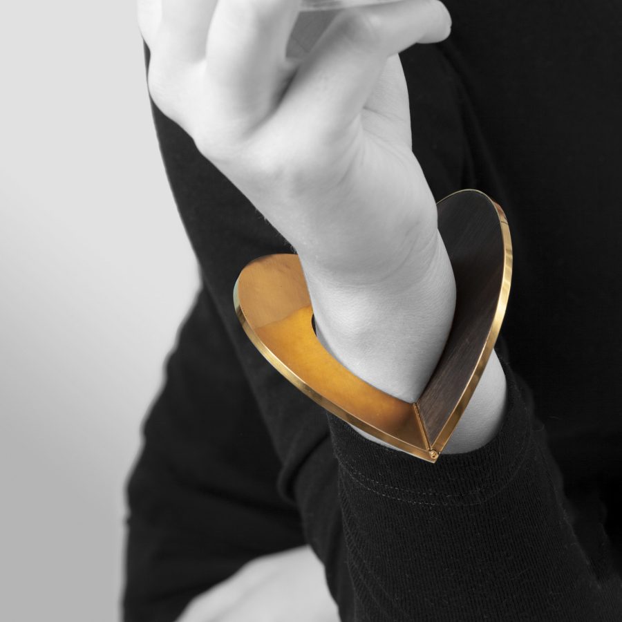 Giampaolo Babetto gold and wood design bracelet made in 1977