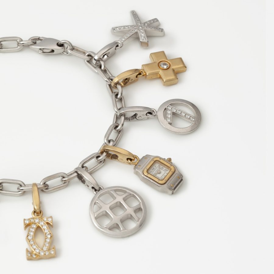 Cartier charm bracelet diamond set in original case