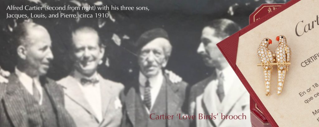 Cartier love birds brooch Paris banner