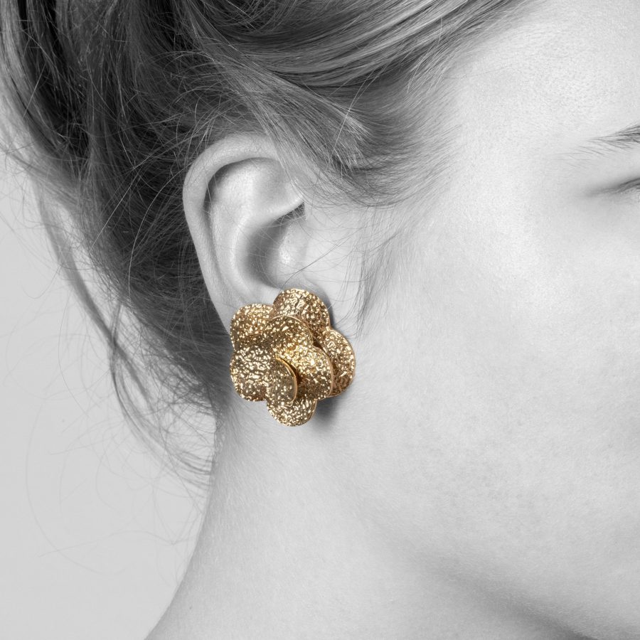 Van Cleef & Arpels etched clip earrings, Paris 1972