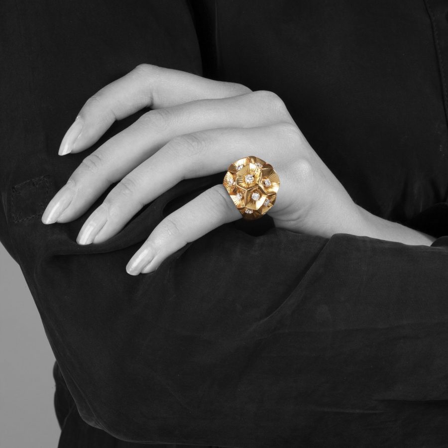Cartier bombé diamond ring, made in Paris, ca 1950