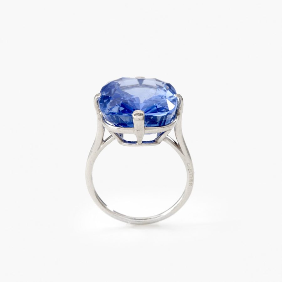 Cartier blue sapphire solitair Art Deco unheated