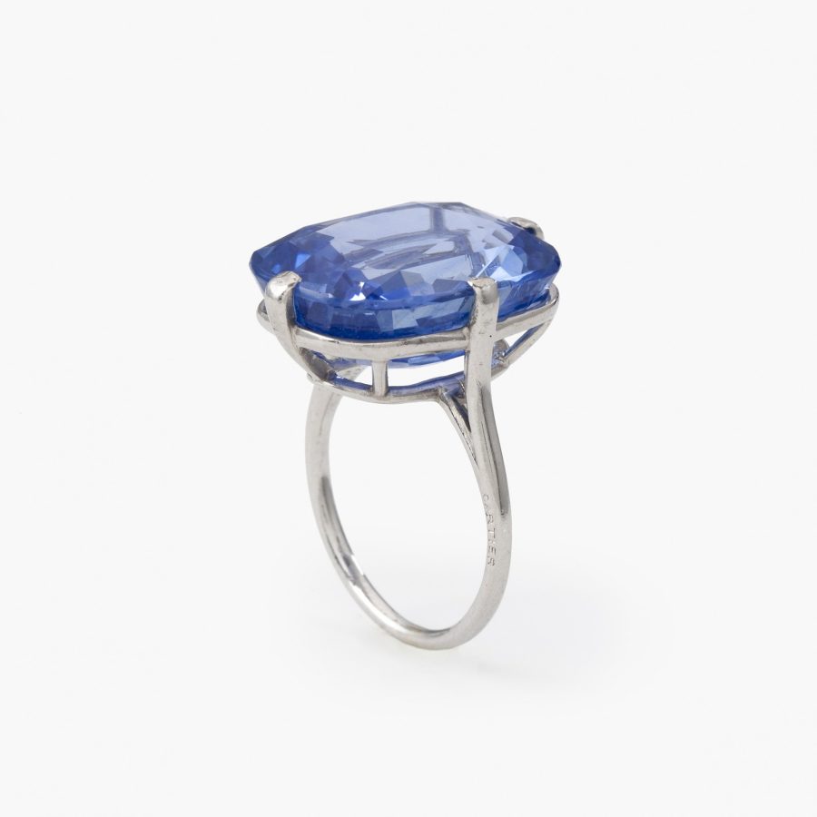 Cartier blue sapphire solitair Art Deco unheated