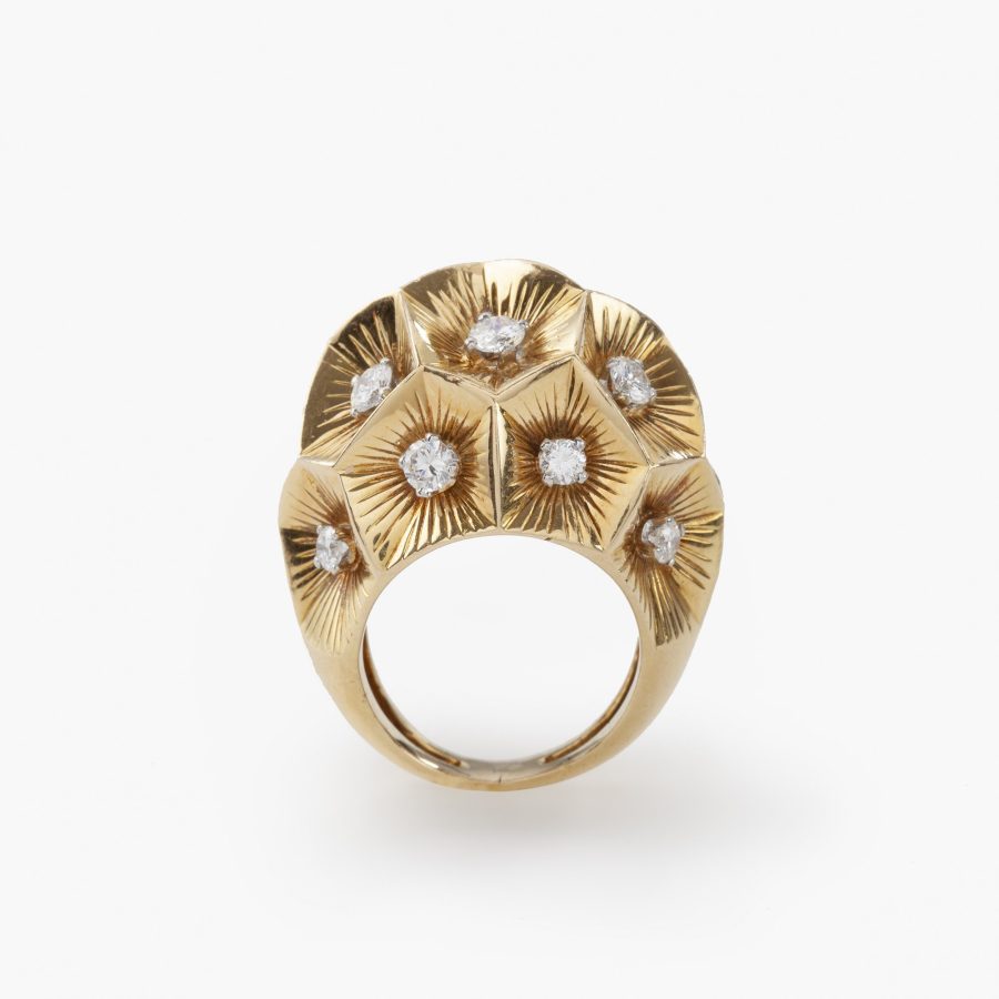 Cartier bombé diamond ring, made in Paris, ca 1950
