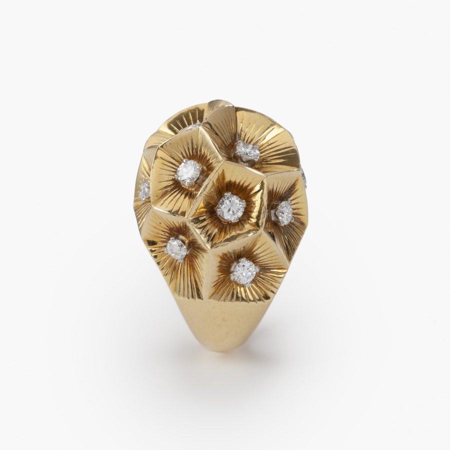 Cartier bombé diamond ring, made in Paris, ca 1950