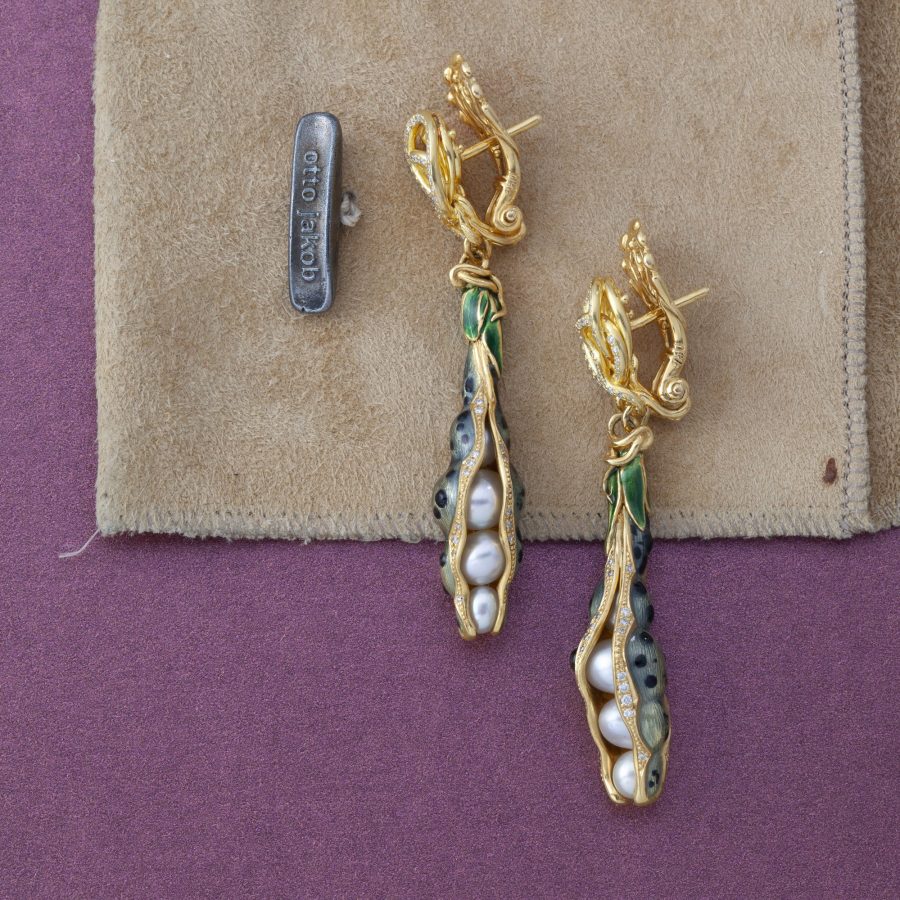 Otto Jakob Schoten earrings diamonds pearls enamel 2005
