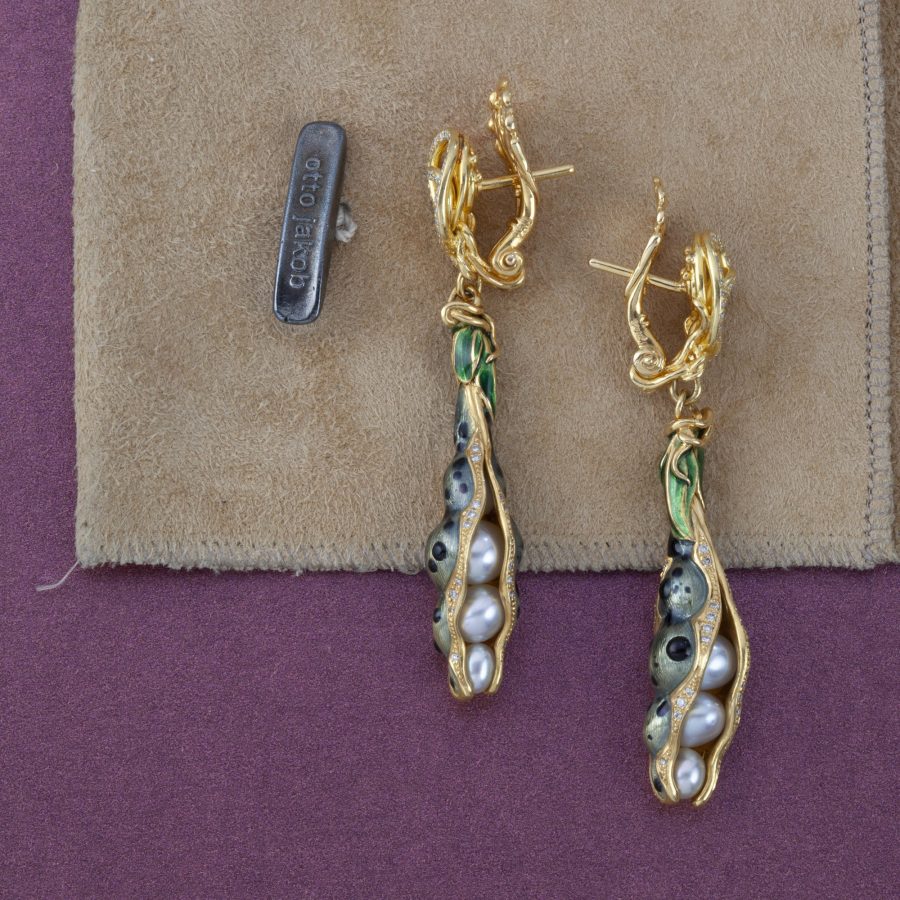 Otto Jakob Schoten earrings diamonds pearls enamel 2005