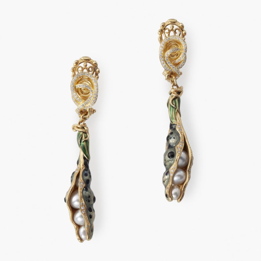 Otto Jakob Schoten earrings diamonds pearls enamel 2005