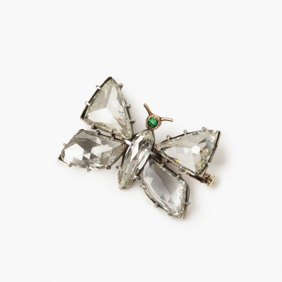Antique butterfly brooch free form rose cut diamonds ca 1900