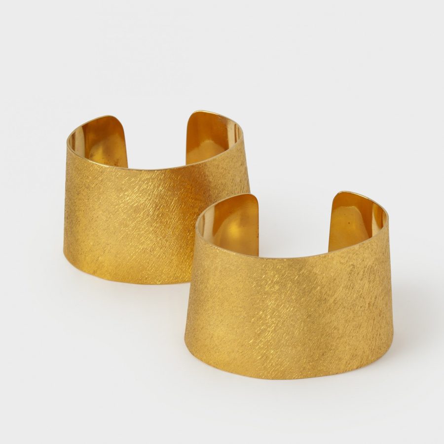 Bvlgari set of two 24 ct gold cuff bracelets 1970s