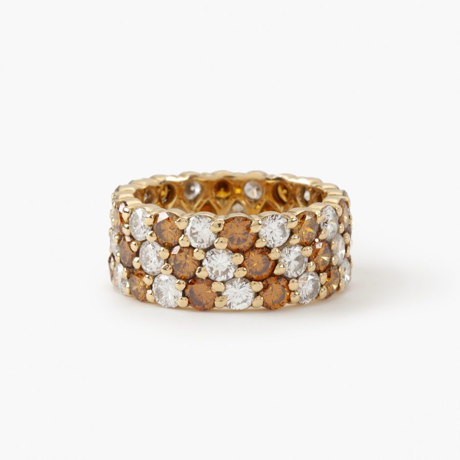 yellow gold eternity ring white and fancy diamonds