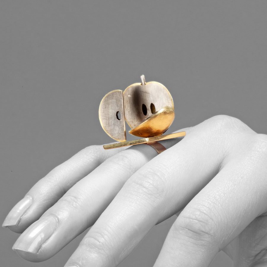 Bruno Martinazzi apple ring yellow and white gold London 1971