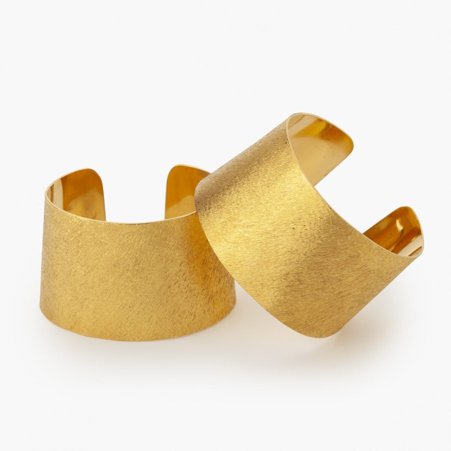 Bvlgari set of two 24 ct gold cuff bracelets 1970s