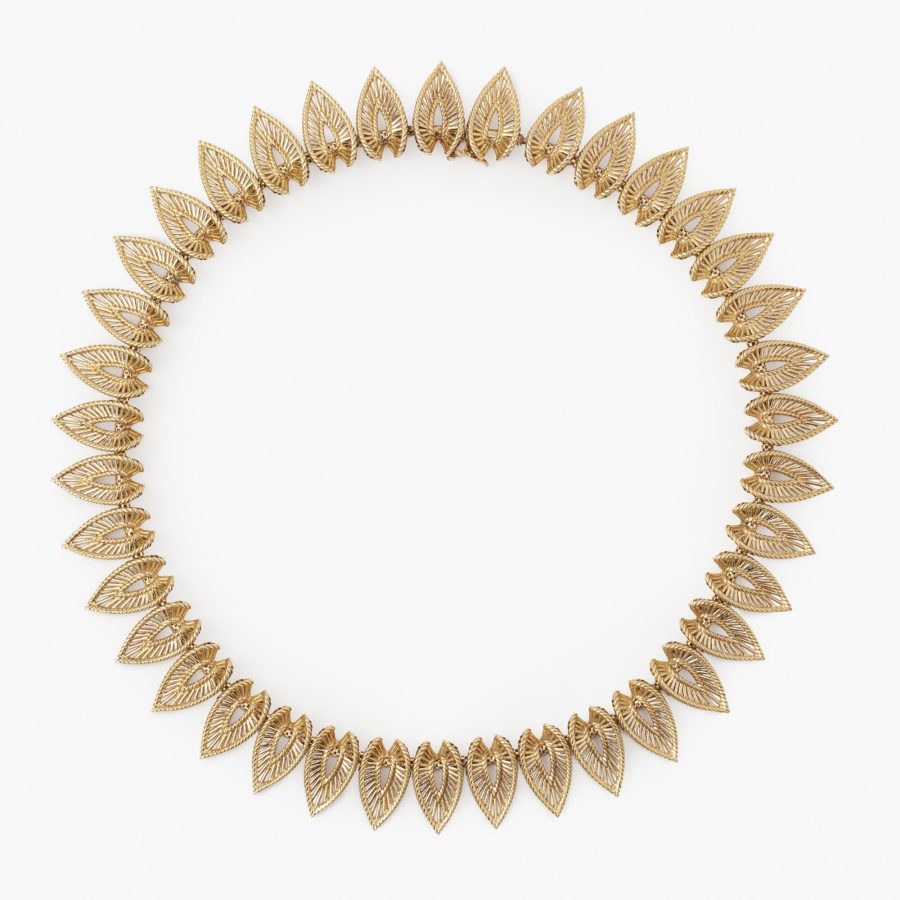 Cartier 1950's fringe necklace yellow gold paris