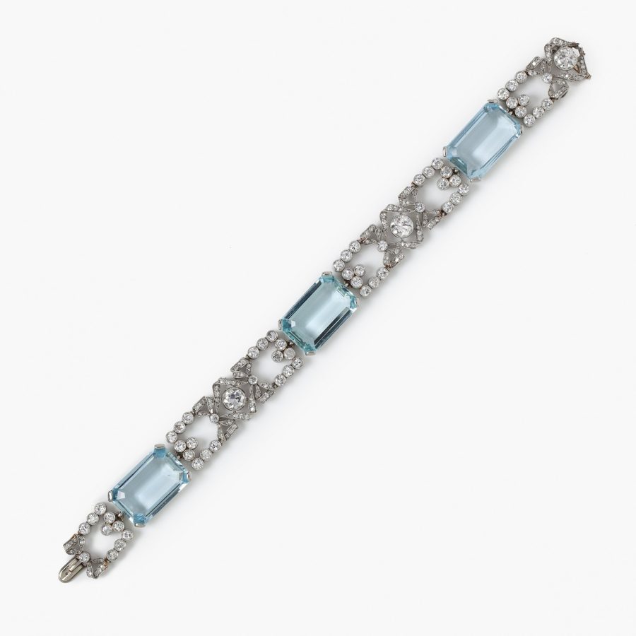 platinum belle epoque bracelet aquamarine diamonds ca 1910