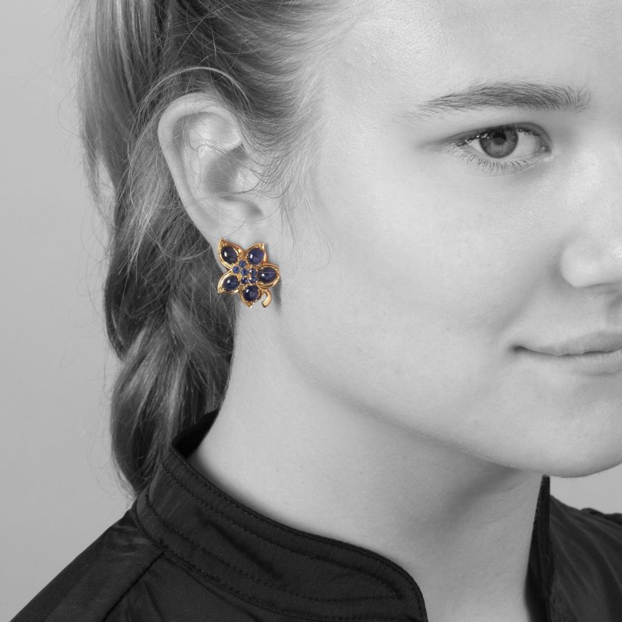 René Boivin sapphire clip earrings ca 1950