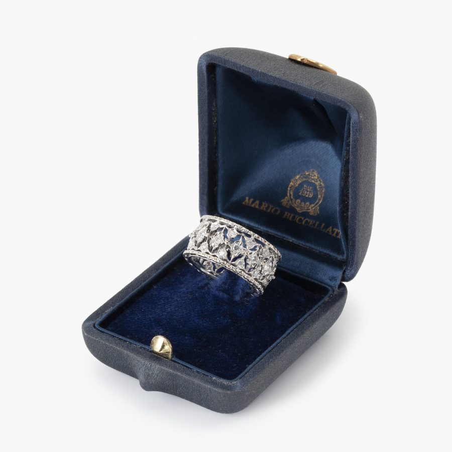 white gold and diamond bandring by Buccellati, Italy, in original case