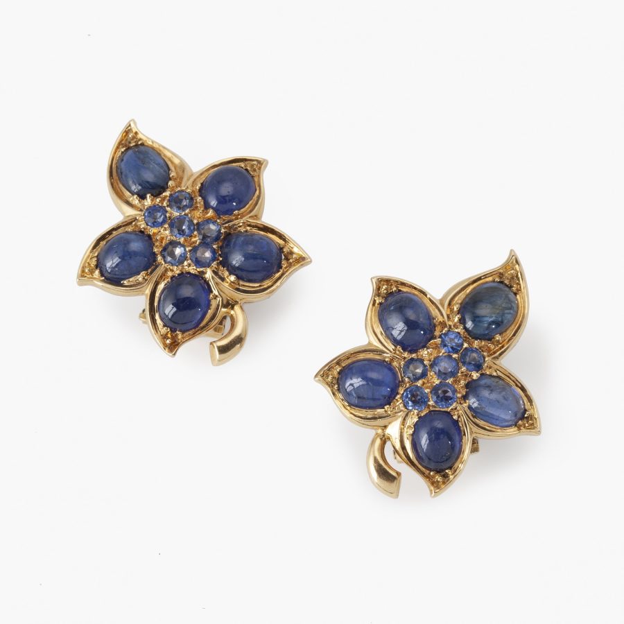 René Boivin sapphire clip earrings ca 1950